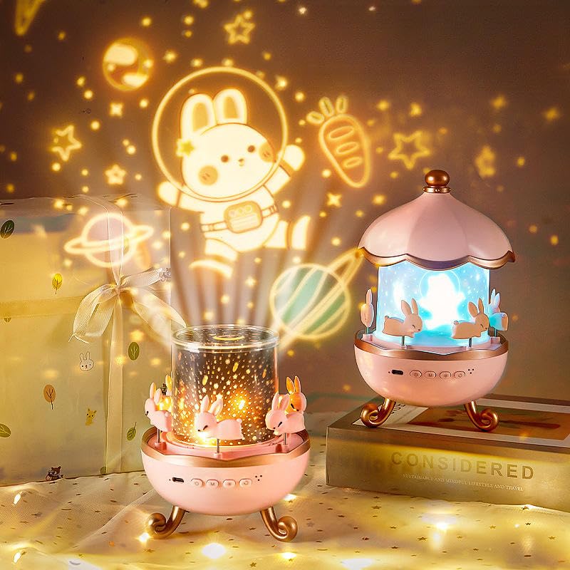 Magical Bunny Night Light Projector– 360° Rotating Lamp for kids