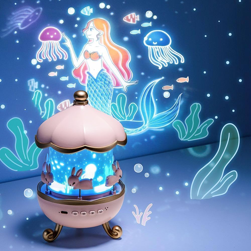 Magical Bunny Night Light Projector– 360° Rotating Lamp for kids