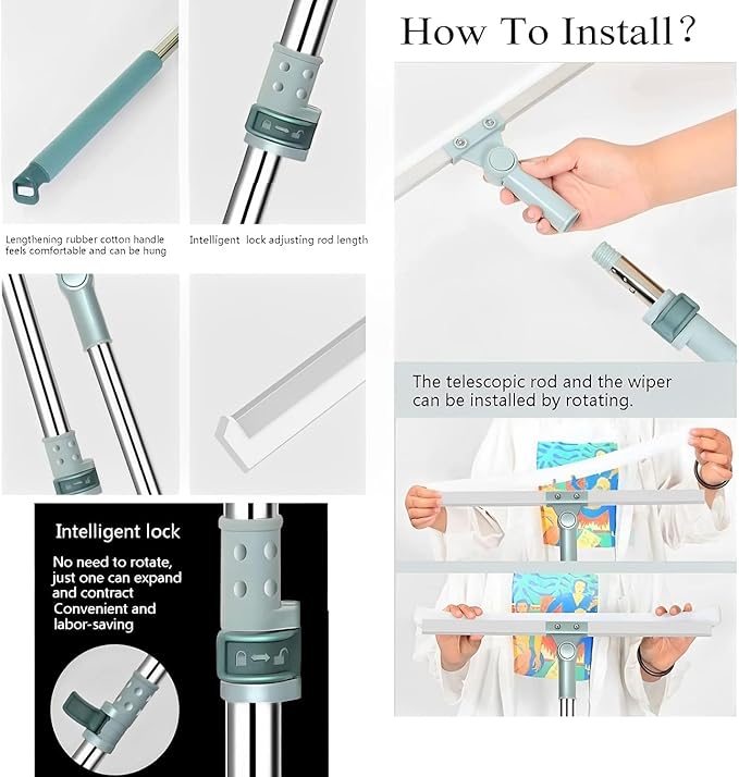 3 in 1 Heavy Duty Magic Broom Silicon Floor Wiper — 180° Rotational · Extendable